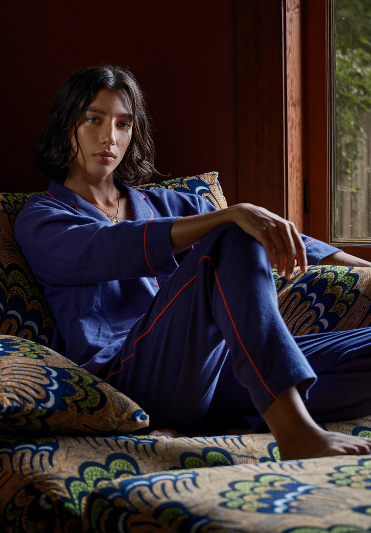 Marina Pajama Set in Navy Flannel